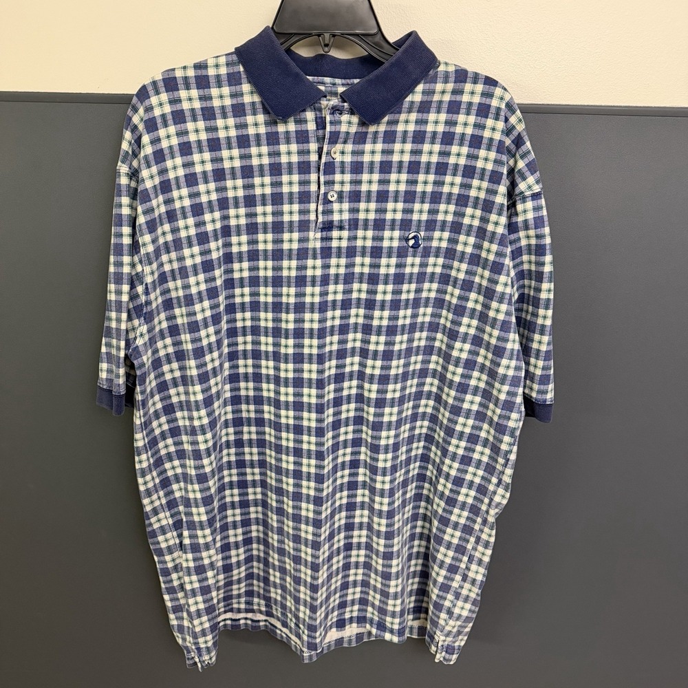 Vintage 90s Duck Head Mens XLarge Faded Rainbow Plaid Collared Polo Shirt USA